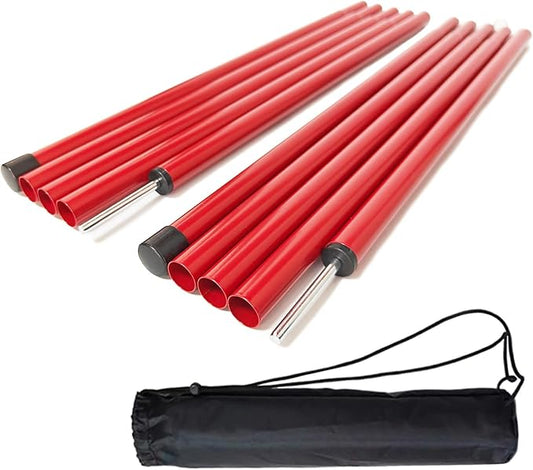 Tent Poles,Adjustable Portable Tent Poles-74.8" Sturdy and Durable Rustproof Thickened Iron Tent Stakes for Camping,Hiking,Van Awnings,Beach Awning Tent Accessory with Storage Bag-2 Pack (Red)