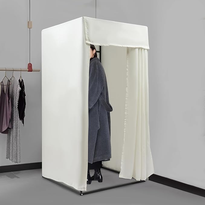 Clothing Store Fitting Room, Dressing Room, Removable Portable Changing Room Tent, Fitting Room for Boutique, Privacy Dressing Room for Indoor Outdoor House Office Shopping Mall (Rectangular-White-A)