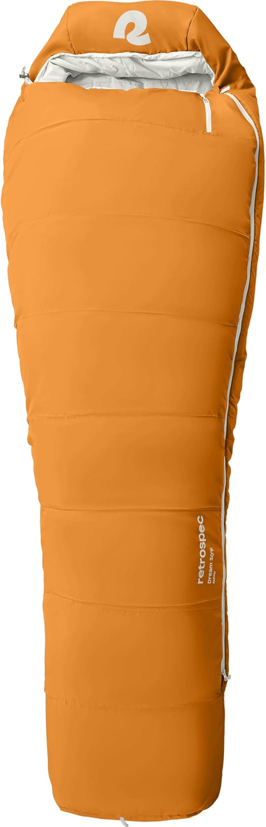 Retrospec Dream Mummy Sleeping Bag - 30°F Camping & Travel Essential Gear with Water - Resistant Shell & Synthetic Fill - Zippered Pocket & Stuff Sack