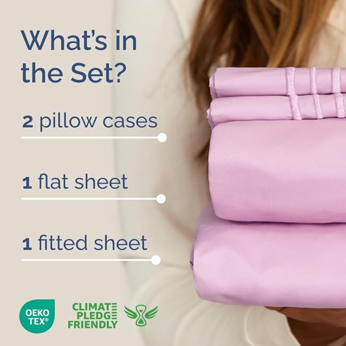 Full XL Bed Sheet - 4 Piece Full XL Bed Sheets Set - Soft, Breathable & Cooling - Hotel Luxury Bedding for Women, Men, Kids, Teens, Boys & Girls - Deep Pockets, Comfy, Fade & Wrinkle Free - Light Pink