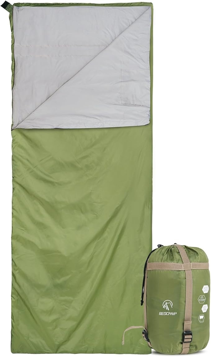 REDCAMP Ultra Lightweight Sleeping Bag for Backpacking, Hiking, Comfort for Adults Warm Weather, with Compression Sack