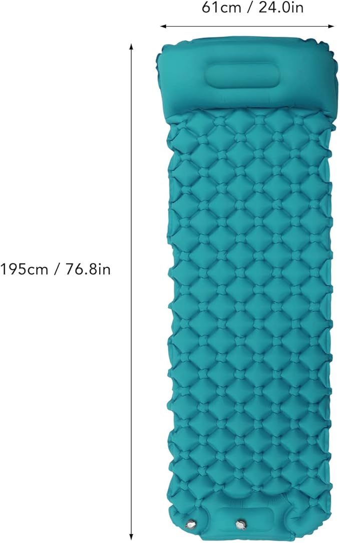 Sleeping Pad for Camping, Camping Sleeping Pad, Ultralight Inflatable Sleeping Mat with Built in Foot Pump & Pillow, Upgraded Compact Camping Air Mattress for Camping, Backpacking (Peacock Blue)