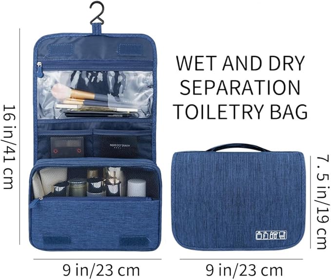 Sechunk Toiletry Bag Water-Resistant Makeup Cosmetic Bag Travel Organizer for Accessories Travel Bag with Hanging Hook