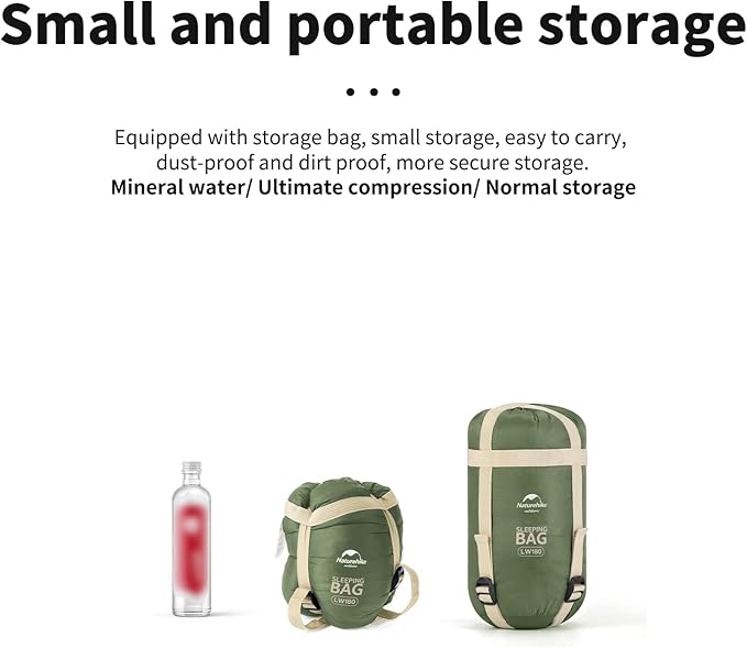 Naturehike Lightweight Compact Sleeping Bag, 59℉/32℉ Envelope Ultralight Backpacking Sleeping Bag Portable, Waterproof with Compression Sack for Cold&Warm, Camping, Traveling, Hiking