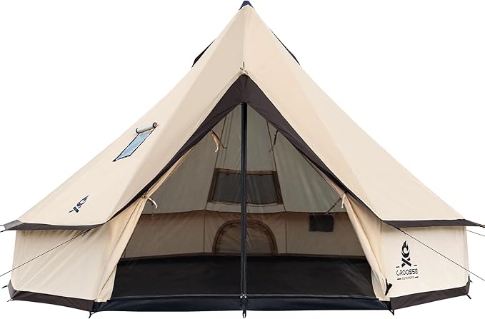 Oxford Bell Yurt Tent with Stove Jack, Easy-to-Maintain Yurts for All Year Living, 4 Season Yurt Tents for Camping, Family Glamping Tent for 2-6 People