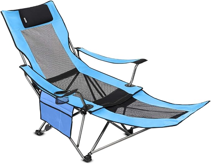 OUTDOOR LIVING SUNTIME Camping Folding Portable Mesh Chair with Removabel Footrest