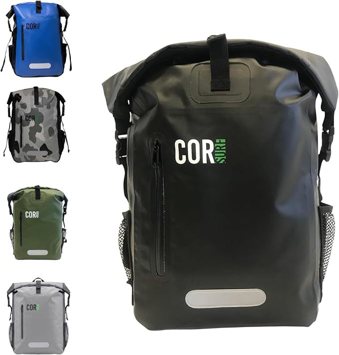 COR Surf Waterproof Dry Bag Backpack - Roll Top Drybag with Padded Laptop Sleeve, Has Welded Seams and Ergonomic Shoulder Pad, Ideal for Boating, Hiking, Kayaking, and More, Available in 25L and 40L