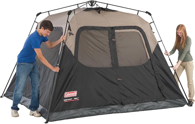 Coleman 4/6/8/10 Person Instant Camping Tent with 1-Minute Setup, Large Family Tent with Pre-Attached Poles, Air Vent, & Carry Bag, Sets Up in About 60 Seconds