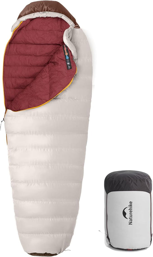 Naturehike 0 Degree RDS Down Mummy Sleeping Bag for Adults, 650 Fill Power, Cold Weather Backpacking Sleeping Bag for Camping, Hiking, -1℉ 18℉ 30℉, YKK Zipper