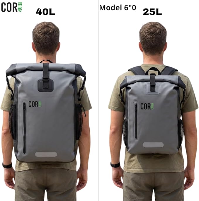 COR Surf Waterproof Dry Bag Backpack with Padded Laptop Sleeve Heavy Duty Roll-Top Pack (Dark Blue, 40L)