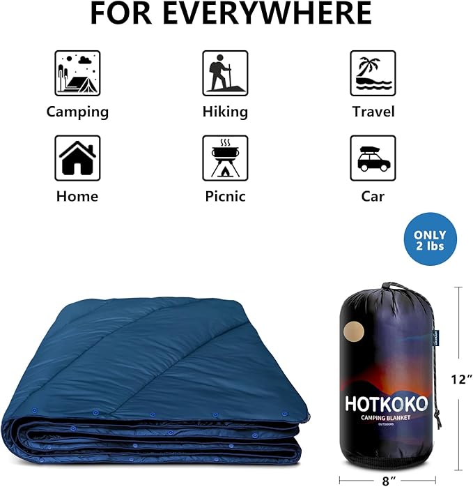 Camping Blanket,Lightweight Down Alternative Puffy Blanket Packable Outdoor Blanket for Camping,Traveling, Stadium, Hiking, Picnics