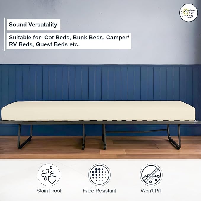 Cot Fitted Sheet 25 x 75, 100% Egyptian Cotton, 1 PC Cot Size Bottom Sheet Only, Perfect for Narrow Twin, Camp Bunk, Army Cots, Trifold Mattress, Camping Cot, Guest Bed Replacement(Ivory)