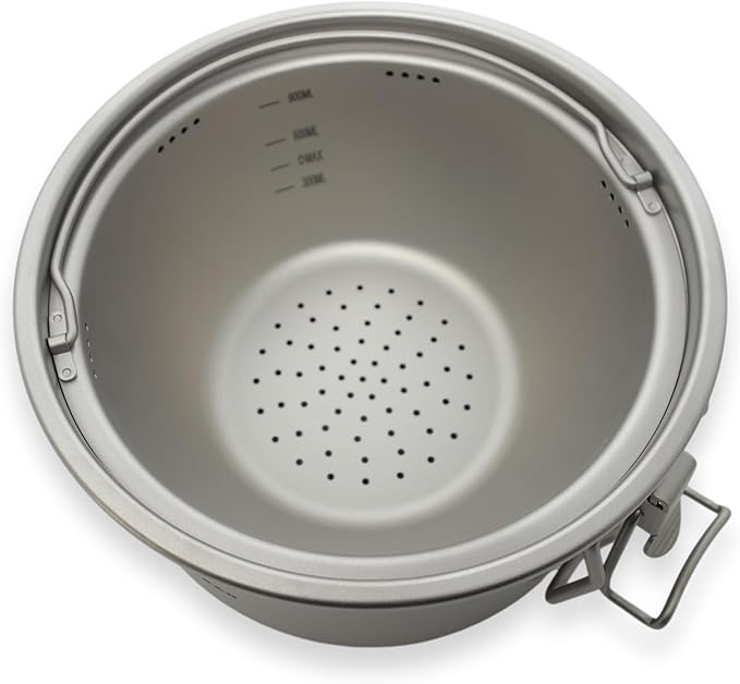 Valtcan 2000ml Titanium Rice Cooker Pot Home and Camping Backpacking Bento Lunch Box with locking Lid for Rapid Easy Rice Making