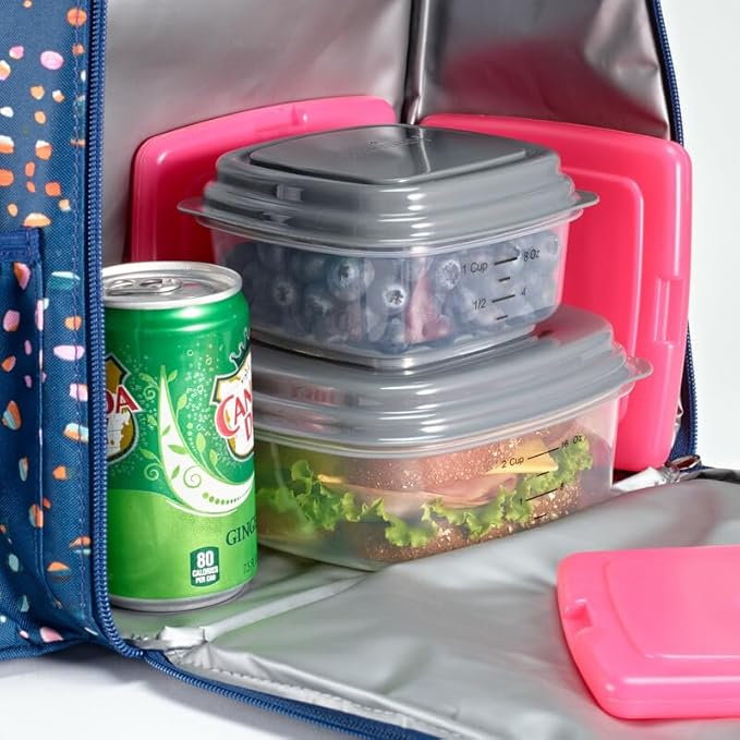Cool Coolers by Fit + Fresh, Reusable & Long-Lasting Slim Ice Packs, Cold Packs for Lunch Boxes, Ice Packs for Lunch Bags, Pink 8 Pack