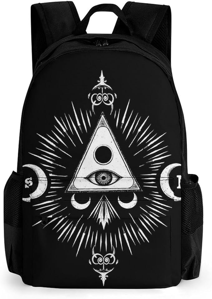 Supdreamc Polyester Daypack for Hiking Work Running, Big Capacity Anti-Theft Multipurpose Shoulder Bag, Goth Moon Eye Witch Magic Spirit Board Travel and Sport Backpack Rucksack