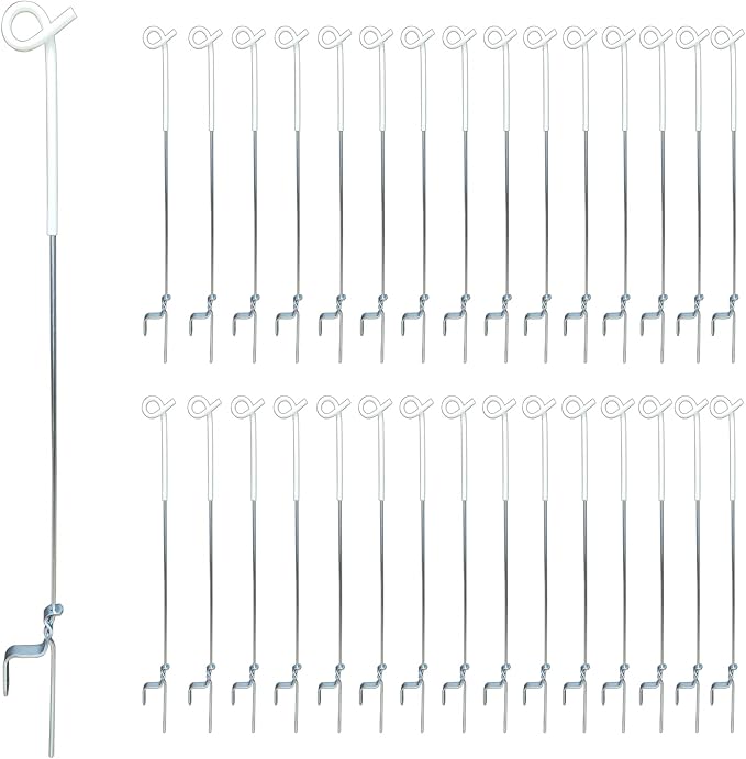 ARIFARO Step in Fence Post 41 Inch Electric Pig Tail Step-in Fence Post,Metal Fencing Poles for Control of Most Animals Pack of 30, White
