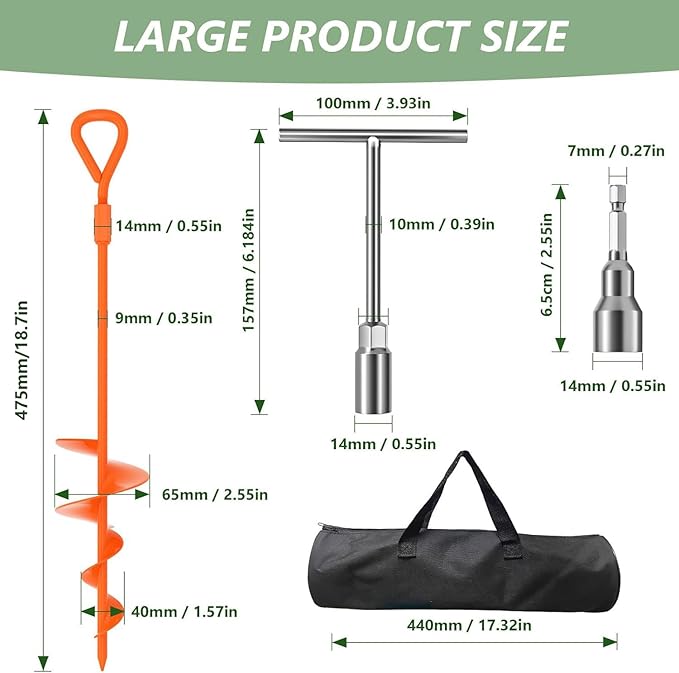 Phopich 18''/30" Long Ground Anchor, Heavy Duty Earth Anchors Ground Anchors Screw in Kit with T-Handle Hex Wrench for Camping Tent, Swing Sets, Securing Animals, Sheds, Trampoline
