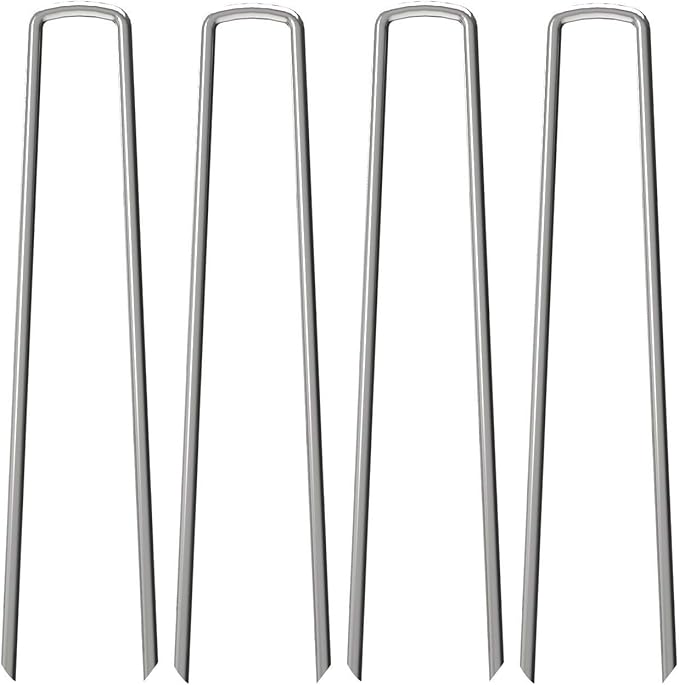 50 Pack Landscape Staples 12 inch,Heavy Duty Garden Stakes Pins Galvanized Landscape Fabric Staples Sod Ground Staple for Anchoring Weed Barrier Fabric