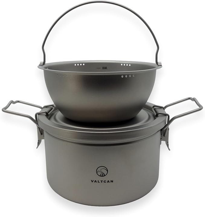 Valtcan 2000ml Titanium Rice Cooker Pot Home and Camping Backpacking Bento Lunch Box with locking Lid for Rapid Easy Rice Making