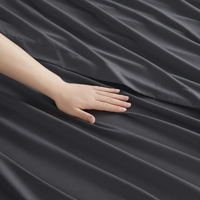 Clara Clark Cal King Sheets, 6 Piece Set - Hotel Luxury Sheets for Cal King Size Bed, Super Soft Bedding Set, Cal King Size, Charcoal Gray