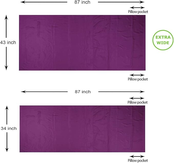 BROWINT Silk Sleeping Bag Liner, Silk Sleep Sack, Extra Wide 87"x43", Lightweight Travel Sheet for Hotels, More Colors for Option, Reinforced Gussets