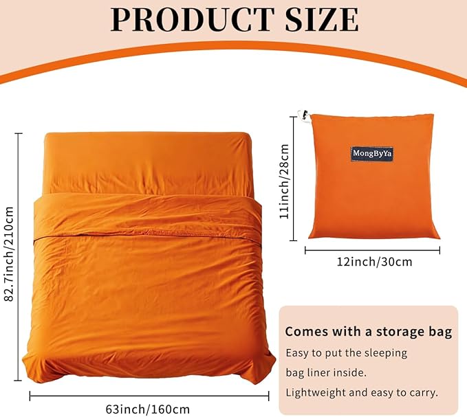 Sleeping Bag Liner Lightweight Compact Sleeping Bag Sack Portable Clean Travel Sheet Camping Sleep Sheet for Backpacking Hotel Hiking