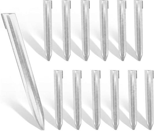 Worth Landscape Edging Stakes, 13Pcs 8Inch Corrugated Metal Garden Stakes Galvanized Steel Bender Board Anchoring Spikes, Silver