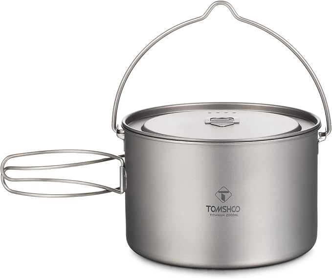 Titanium Cup, Titanium Pot 750ml/900ml/1100ml/1600ml/2000ml/2800ml Ultralight Hanging Pot with Lid and Foldable Handle Outdoor Camping Backpacking Cooking Picnic