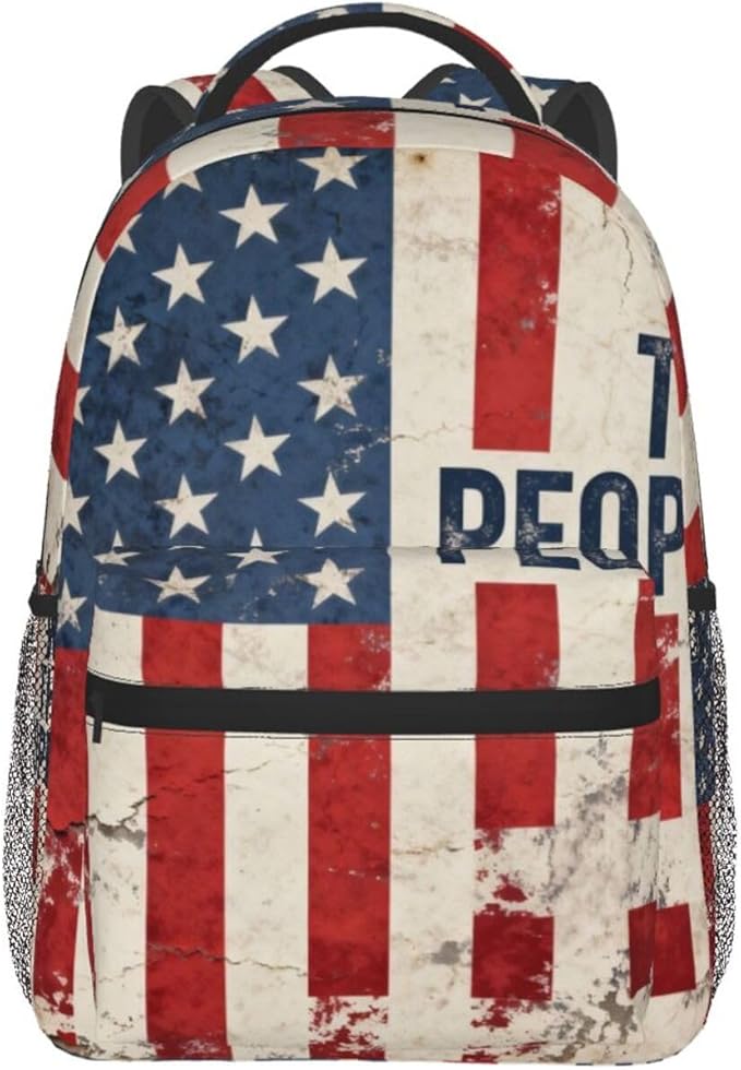 Polyester Daypack Bookbag for Gym Business Bicycle, Large Capacity Multipurpose Anti-Theft Carry On Bag, America 250th Anniversary USA Patriotic Freedom Art Travel Hiking Daypack