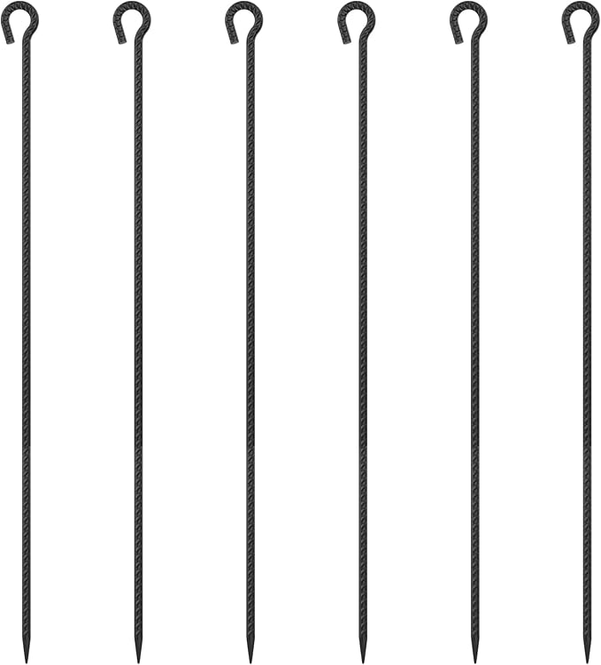 Rebar Stakes 48 Inch 1/2 Inch Diameter Heavy Duty Metal Tree Spikes 6Pcs, Garden Rope Fence Stake for Creating a Rope Border Around Flower Beds, Fence, Trees, Garden Paths, Walkways, Fountains (Black)