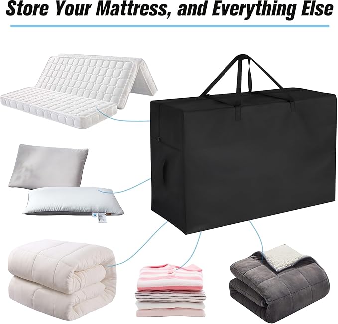 4" Narrow Twin Folding Mattress Storage Bags,Trifold Memory Foam Mattress Case,Portable Carrying Bag for 4" Cot Size Tri Fold Mattresses (Mattresses NOT Included)-31" L x 26" W x 13" H