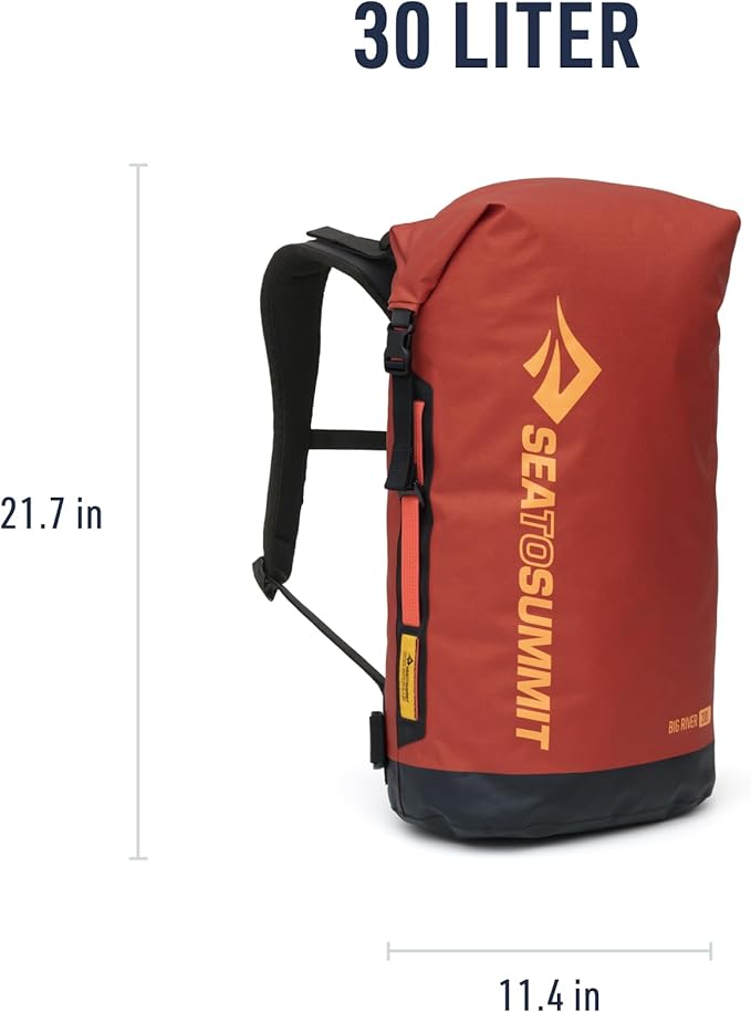 Sea to Summit Big River Dry Backpack with Adjustable Harness, 30 Liter, Picante Red