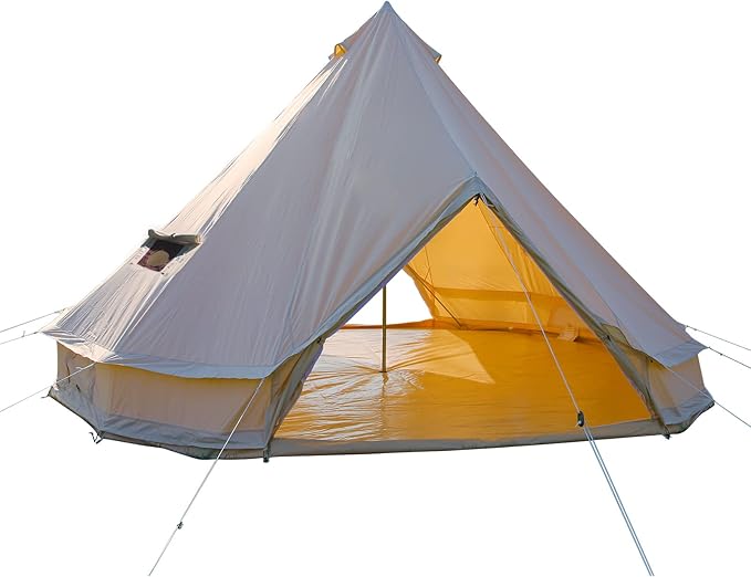WINTENT 2 Doors All Seasons Cotton Canvas Bell Tent with Stove Jack for Camping 4/6/8/10 Persons