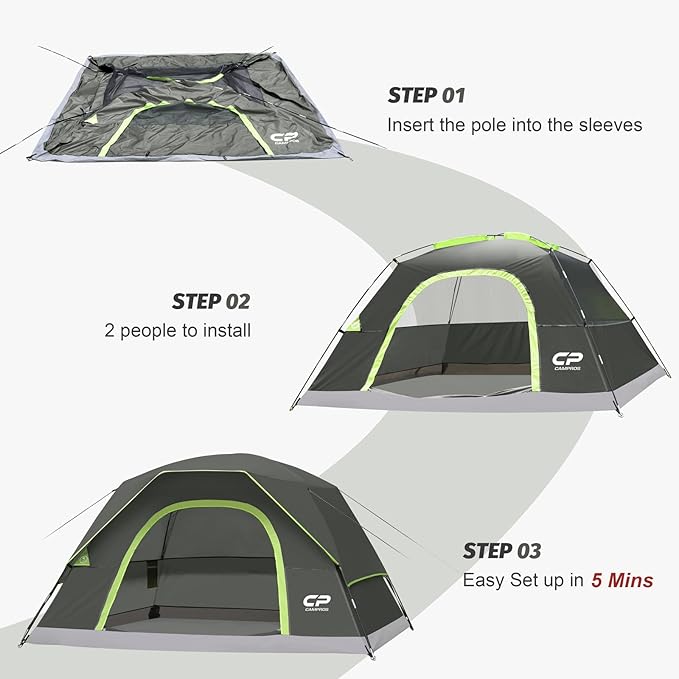 Tents for Camping 4 Person Tent Waterproof Windproof Double Layer Camping Tent, Easy Setup Dome Tent with Large Mesh Windows & Wider Door for Outdoor Camping & Hiking