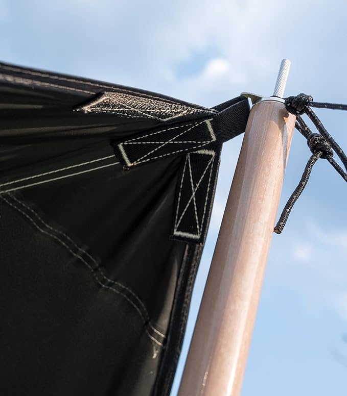 iClimb Strong Elegant Alu. Tarp Poles Set of 2 Height Adjustable with Lantern Hook and Carry Bag, Nature Color