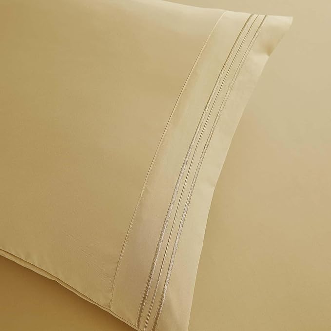 Clara Clark Twin XL Sheets, 5 Piece Set - Hotel Luxury Bed Sheets, Super Soft Bedding Set, Twin XL Size, Camel Gold
