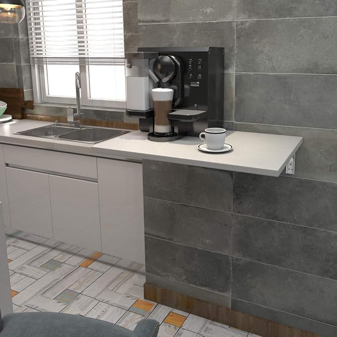 Need Small Fold Down Table Wall Mounted Heavy Duty Small Folding Wall Table Length 30 inches Width 20 inches Perfect Addition to Laundry Room/Home Bar/Kitchen & Dining Room AC15DW(7650)