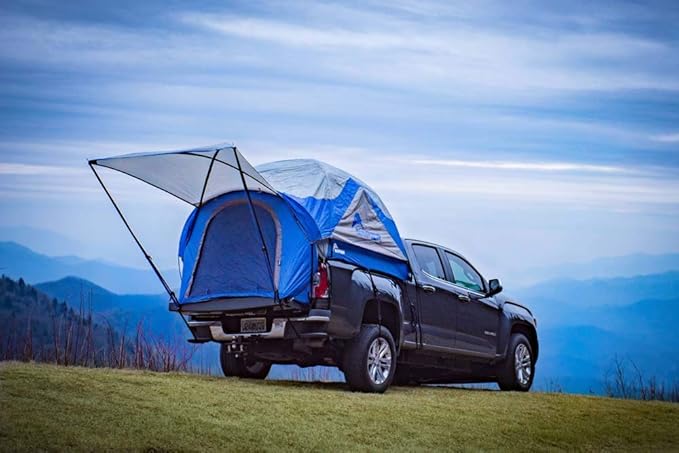 Napier Sportz Truck Tent | Pickup Truck Bed Camping Tent | Full Rainfly for Water Protection | Sturdy and Spacious 2-Person Truck Tent | Easy 15-Minute Setup | Blue/Gray