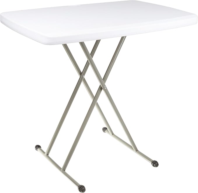 Everyday Home Folding Table - Lightweight Portable Folding Desk - Small Plastic Table for Camping, Playing Cards, and Crafting (White)