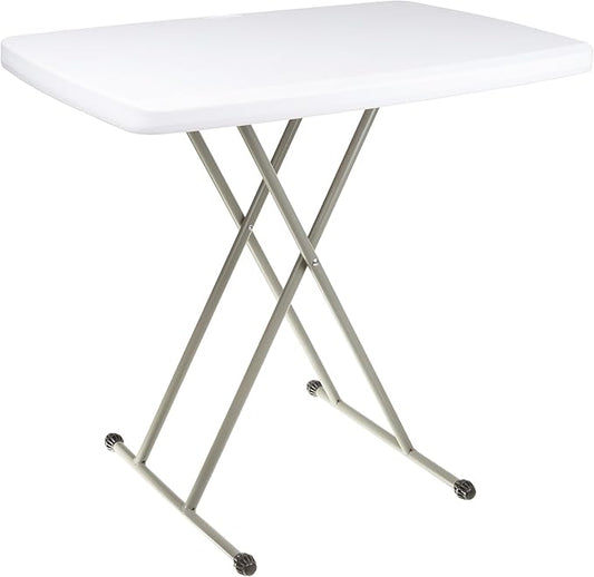 Everyday Home Folding Table - Lightweight Portable Folding Desk - Small Plastic Table for Camping, Playing Cards, and Crafting (White)
