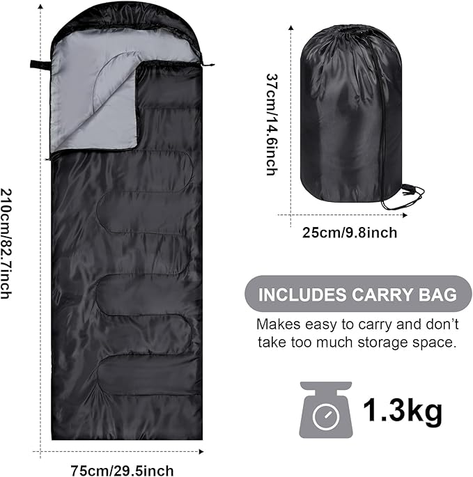 Tudomro 2 Pcs Camping Sleeping Bag for Adults, Lightweight Packable Waterproof Camping Gear Equipment to Keep Warm for Spring Summer Fall Indoor Outdoor Backpacking Hiking Travel