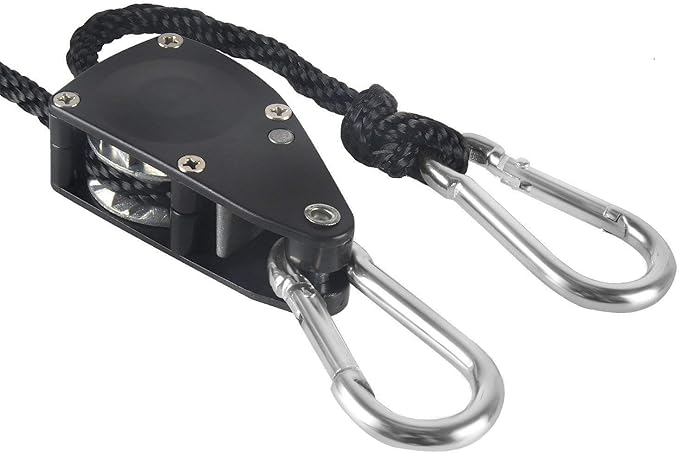 iPower GLROPEMG4X4 4-Pair 1/4 Inch 8-Feet Long Heavy Adjustable Duty Rope Clip Hanger Reinforced Metal, Black
