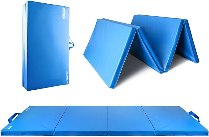 RitFit Upgraded Folding Exercise Mat, 2 Inch Thick Gymnastics Mat 3’x6’,4’x8’,4x10’,2'x8' with Carrying Handles for Yoga, MMA, Stretching, Core Workouts and Home Gym Protective Flooring