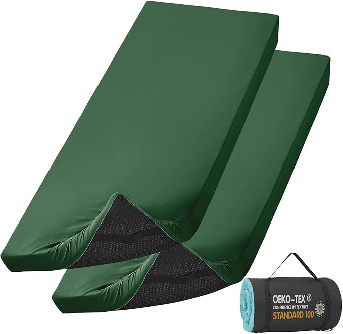 CYMULA Camping Cot Mattress 3in Memory Foam Sleeping Pad,Soft Warm Non-Slip Camping Mattress Topper with Retaining for Adults,Portable Roll up Pad for Travel