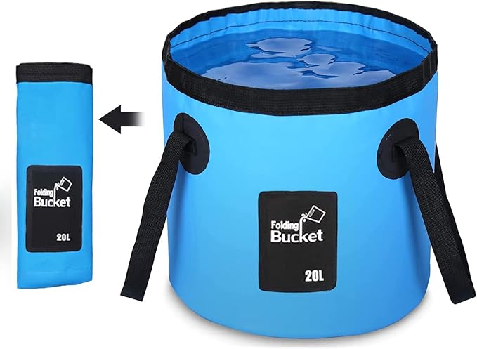 Esthesia Collapsible Bucket, 5 Gallon Portable Folding Water Container for Travelling, Camping, Hiking, Fishing, Gardening