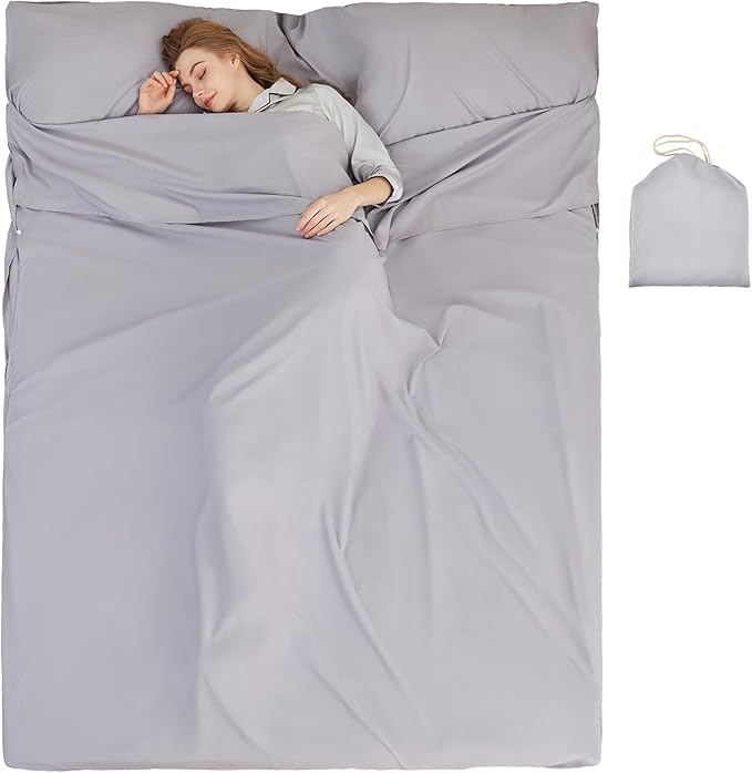 Sleeping Bag Liner Camping Adult Sleep Sack Lightweight Travel Sheet for Hotel Bed Compact Ultralight Essential Cleaning Supplies Kit Travel Bedding Set for Backpacking