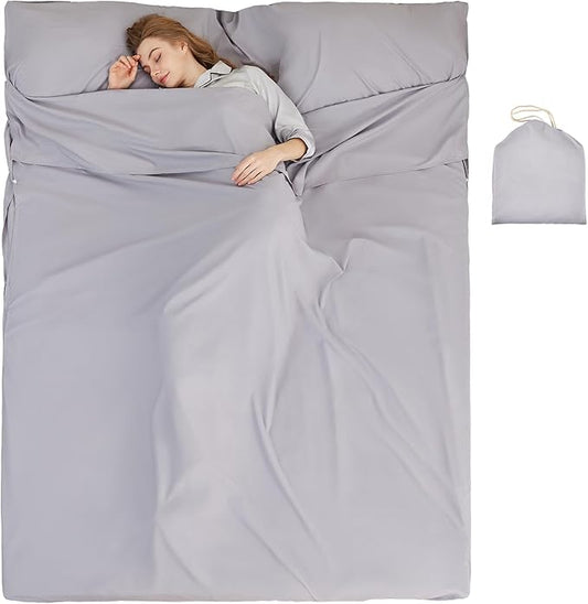 Sleeping Bag Liner Camping Adult Sleep Sack Lightweight Travel Sheet for Hotel Bed Compact Ultralight Essential Cleaning Supplies Kit Travel Bedding Set for Backpacking