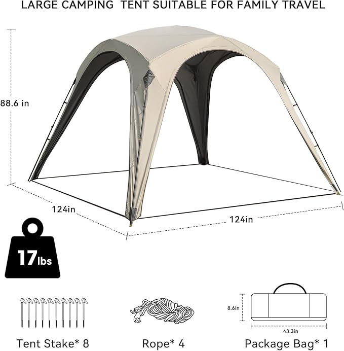 Camping Sun Shelter Easy Setup Instant Canopy Automatic Pop up Tent for Camping Tent for Family Outdoor Picnics