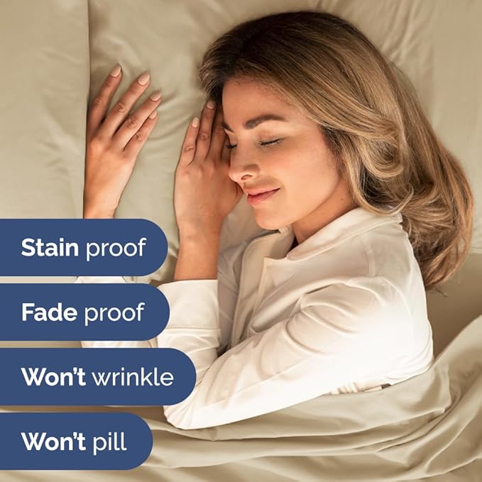 Full XL Bed Sheet - 4 Piece Full XL Bed Sheets Set - Soft, Breathable & Cooling - Hotel Luxury Bedding for Women, Men, Kids, Teens, Boys & Girls - Deep Pockets, Comfy, Fade and Wrinkle Free - Beige