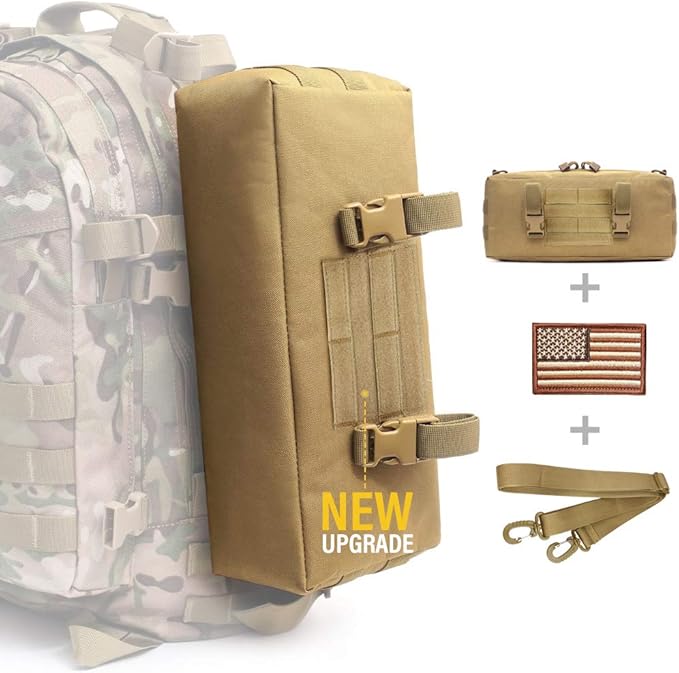 WYNEX Large Molle Pouch, Tactical Molle Bag Vertical Admin Pouch, Modular Utility Pouch Increment Side Pouch for Tactical Backpack Molle Rucksack Attachment, with Shoulder Strap For Use as Sling Bag